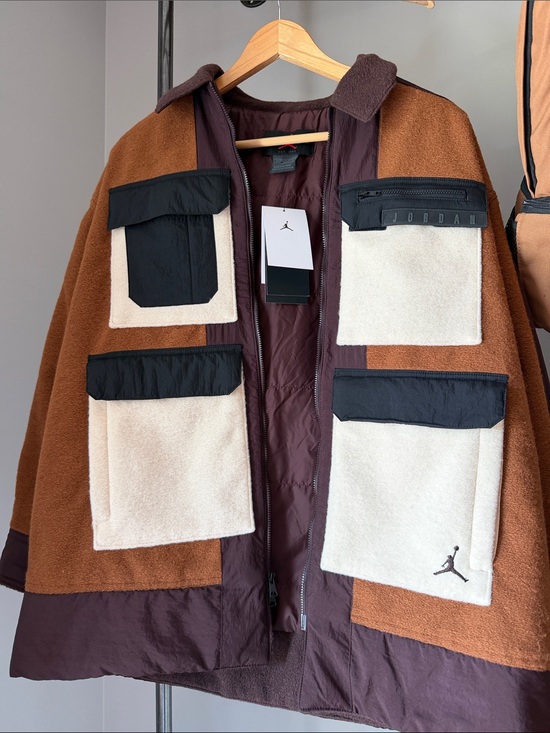 Jordan Jackets & Blazers - Jordan Men’s Brown & Cream Utility Jacket with Black Pocket Accents